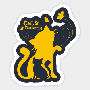 Cat and Butterfly Sticker